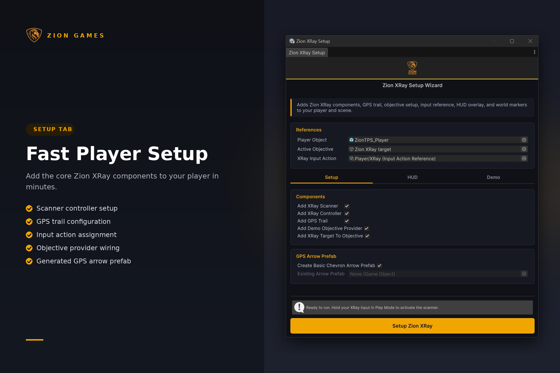 Zion XRay Setup Wizard setup tab