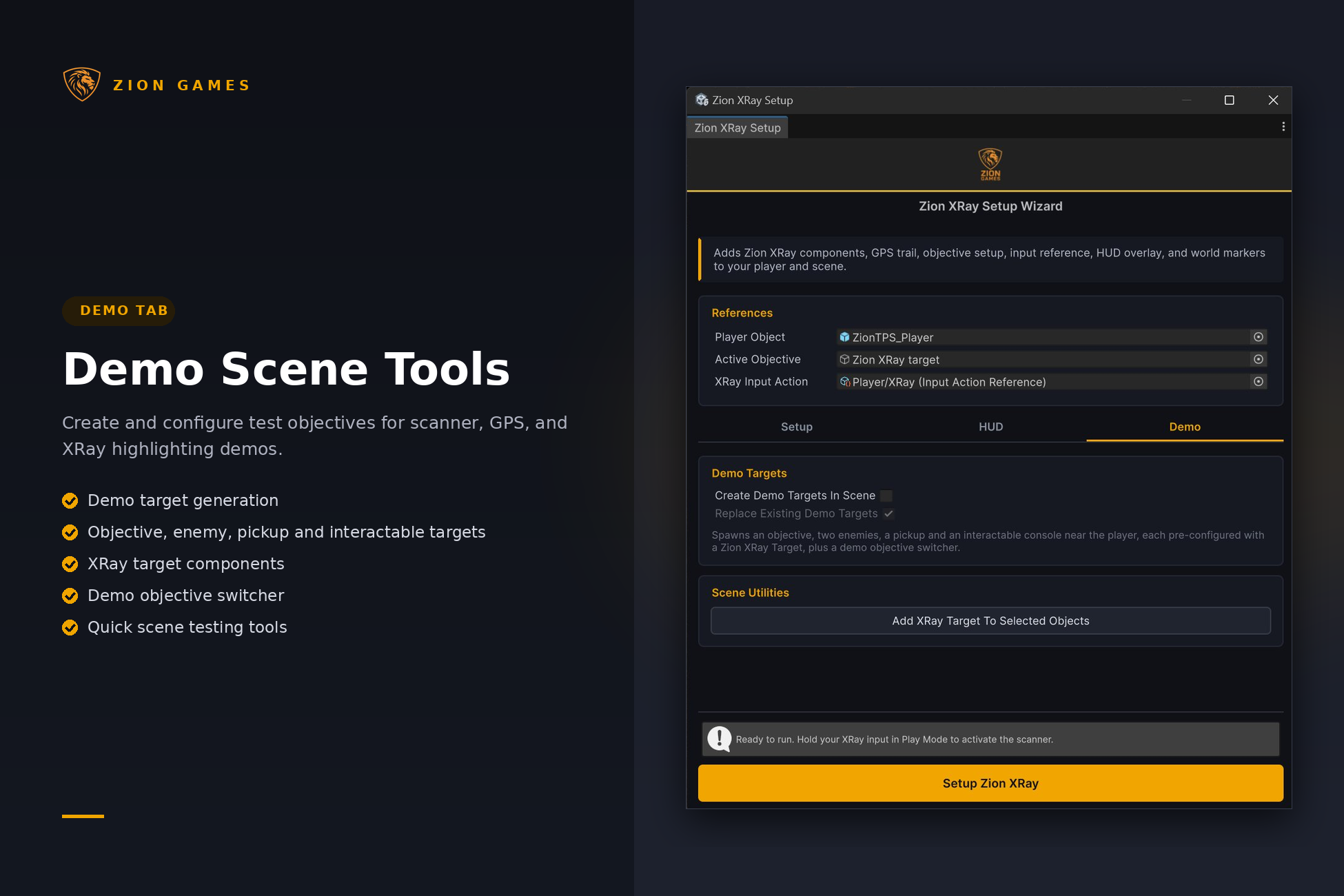 Zion XRay Setup Wizard demo tab