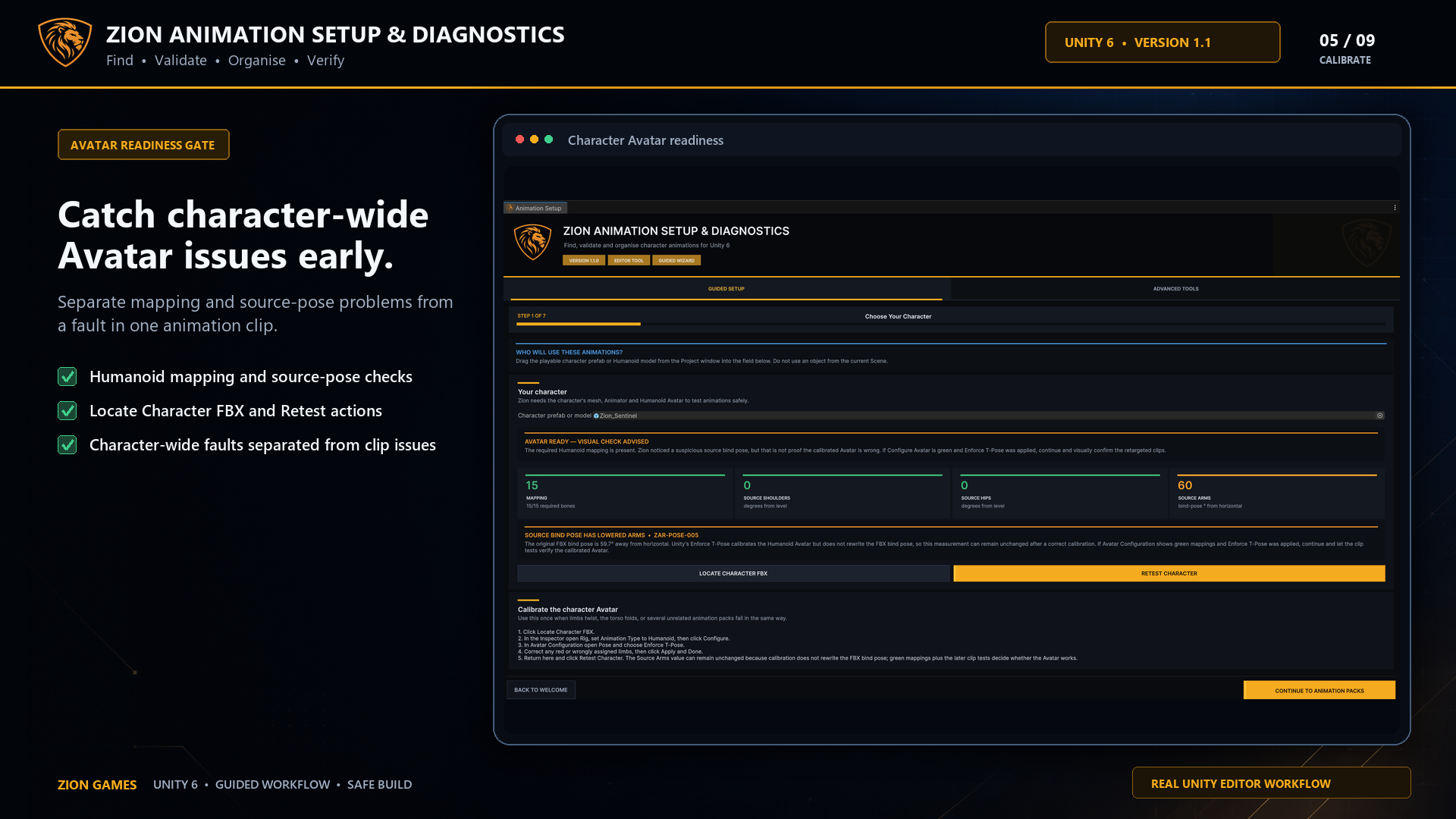 Humanoid Avatar readiness checks and calibration guidance