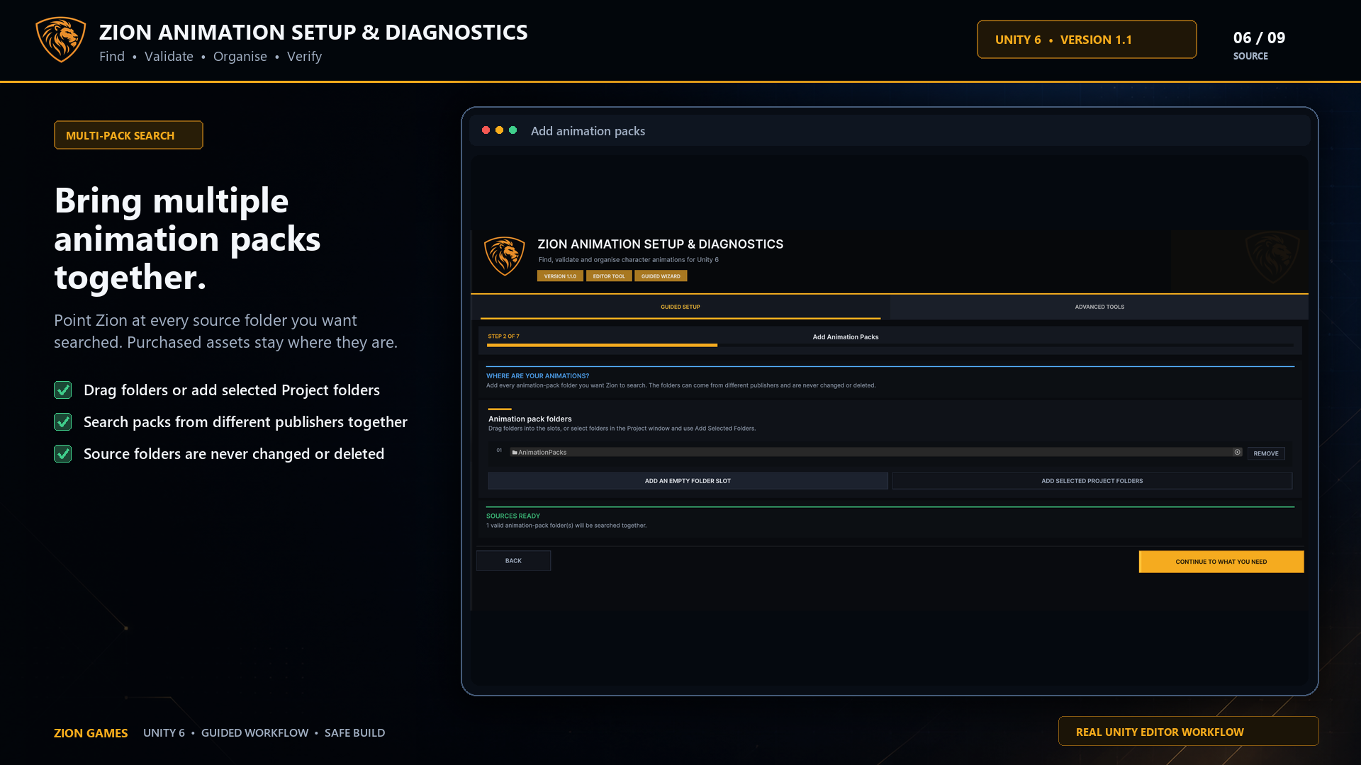 Multiple animation source folders added to one guided search
