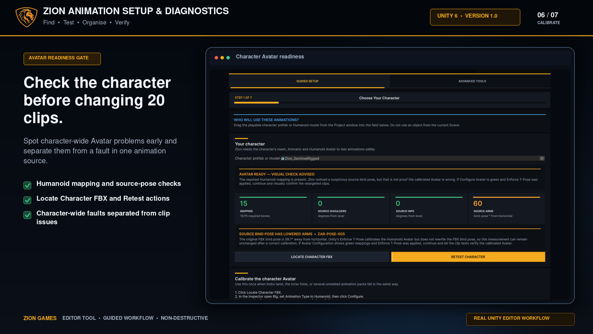 Humanoid Avatar readiness checks and calibration guidance for Unity characters