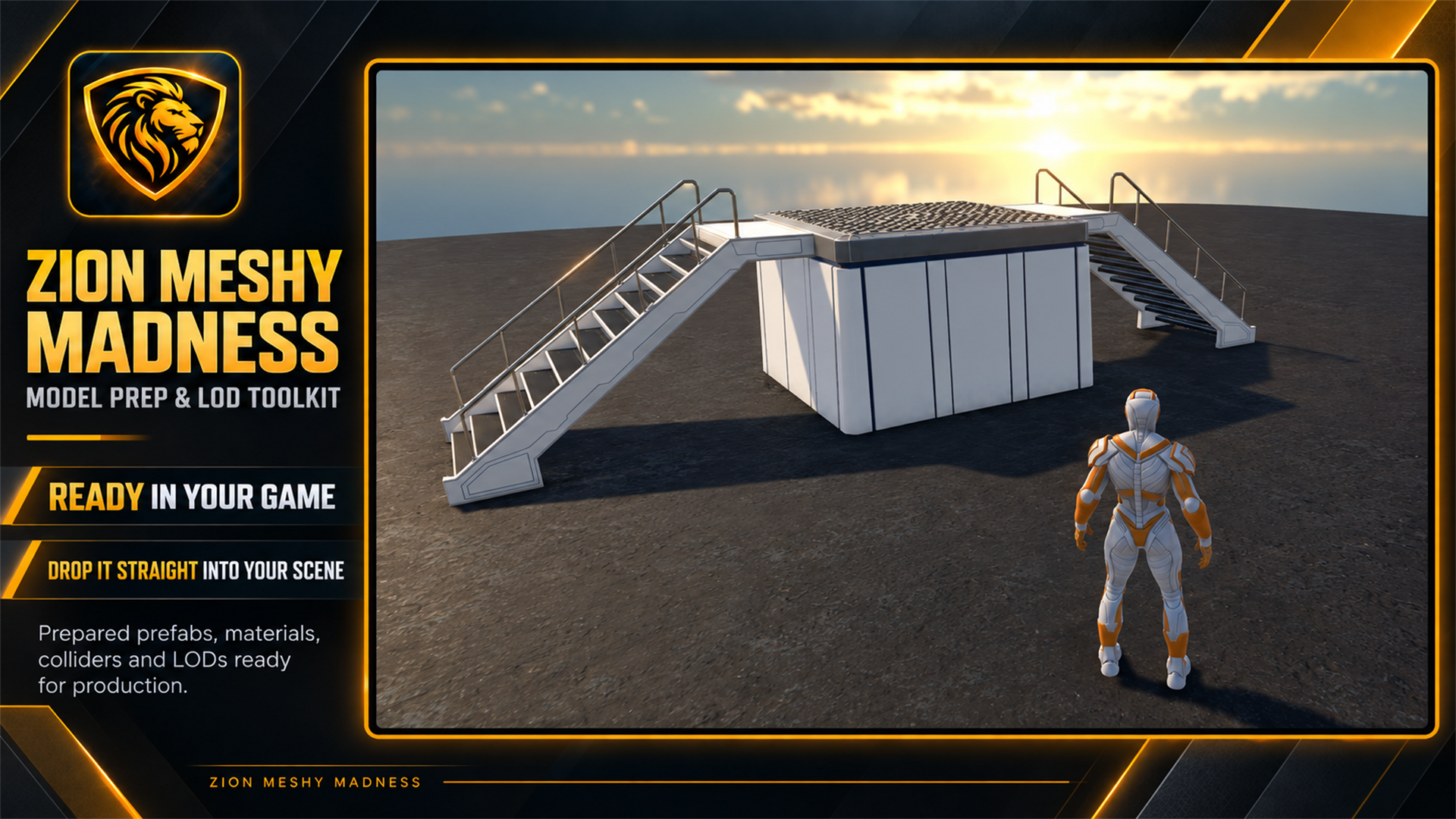 Prepared Meshy Madness prefab placed in a Unity game scene