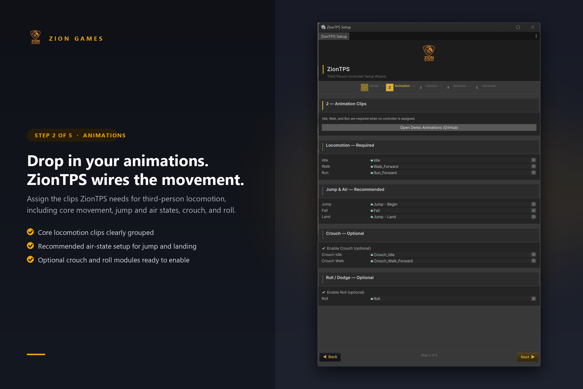ZionTPS Setup Wizard animation step